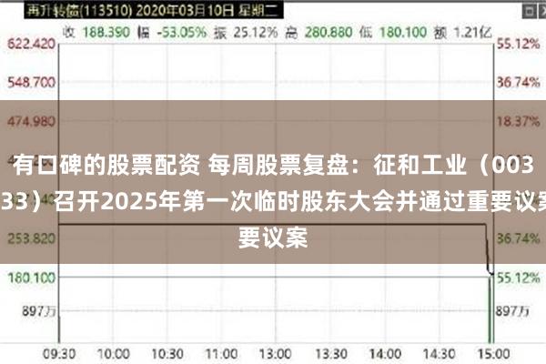 有口碑的股票配资 每周股票复盘:征和工业(003033)召开2025年第一次临时股东大会并通过重要议案