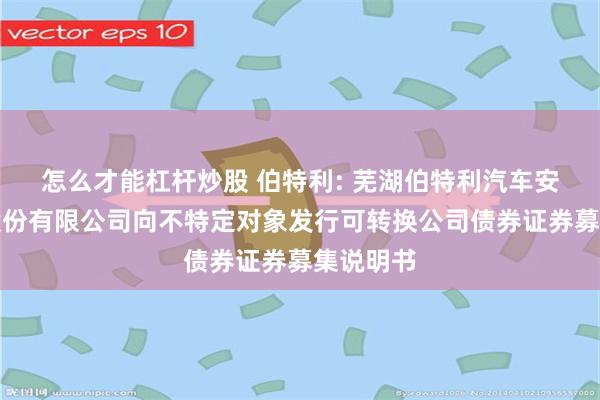怎么才能杠杆炒股 伯特利: 芜湖伯特利汽车安全系统股份有限公司向不特定对象发行可转换公司债券证券募集说明书